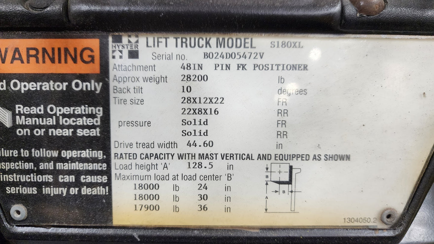 Hyster 18,000 Capacity