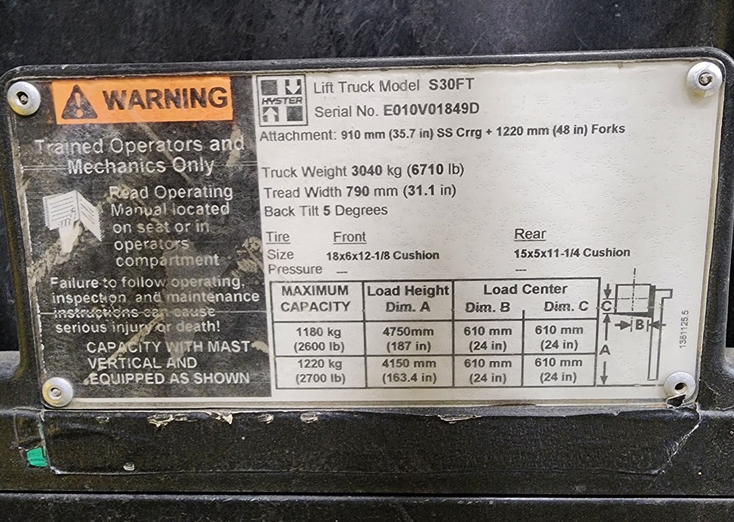 Hyster 3,000 Capacity