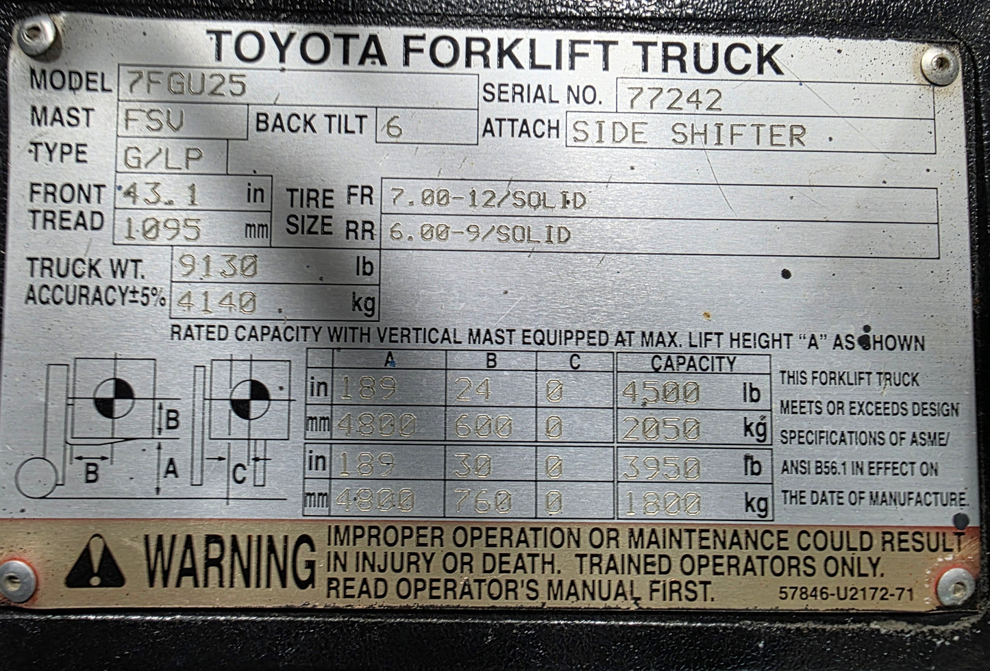 Toyota 5,000 Capacity LPG Pneumatic
