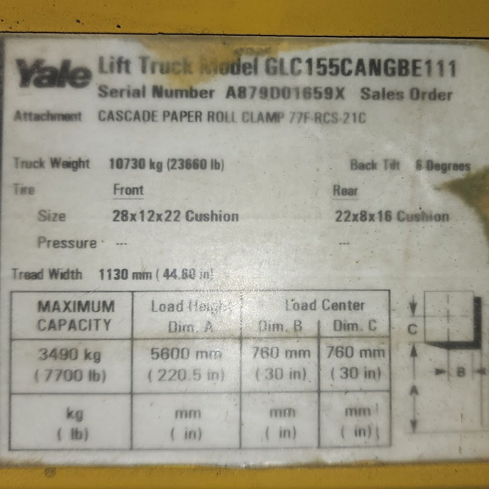 Yale 15,000 Capacity LPG Forklift