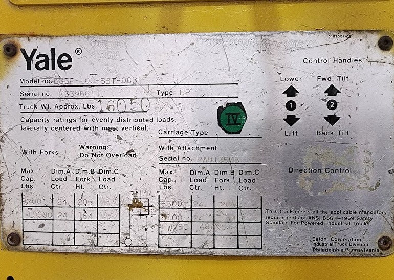 Yale 10,000 Capacity LPG Forklift