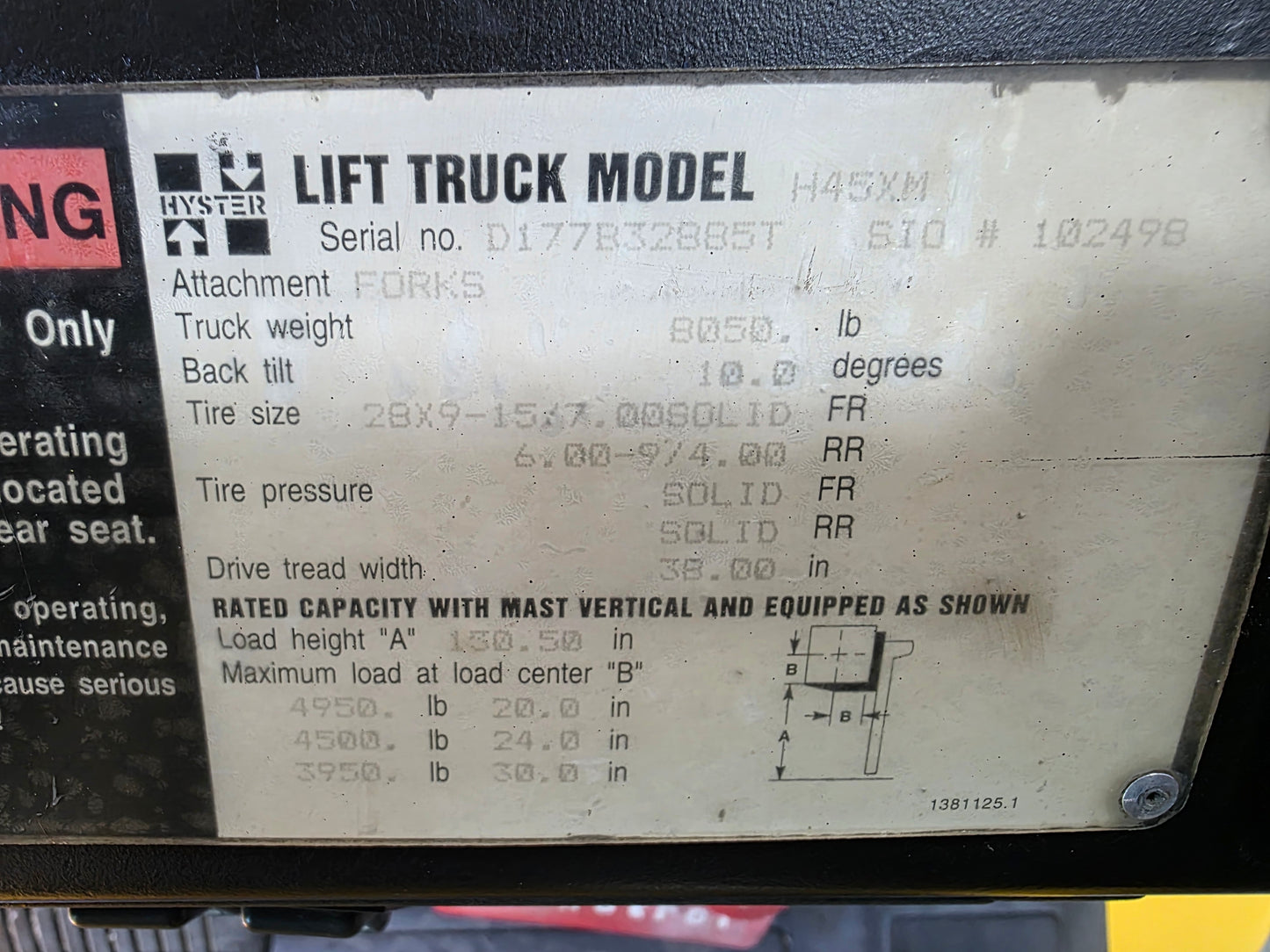 Hyster 4,500 Capacity LPG Pneumatic
