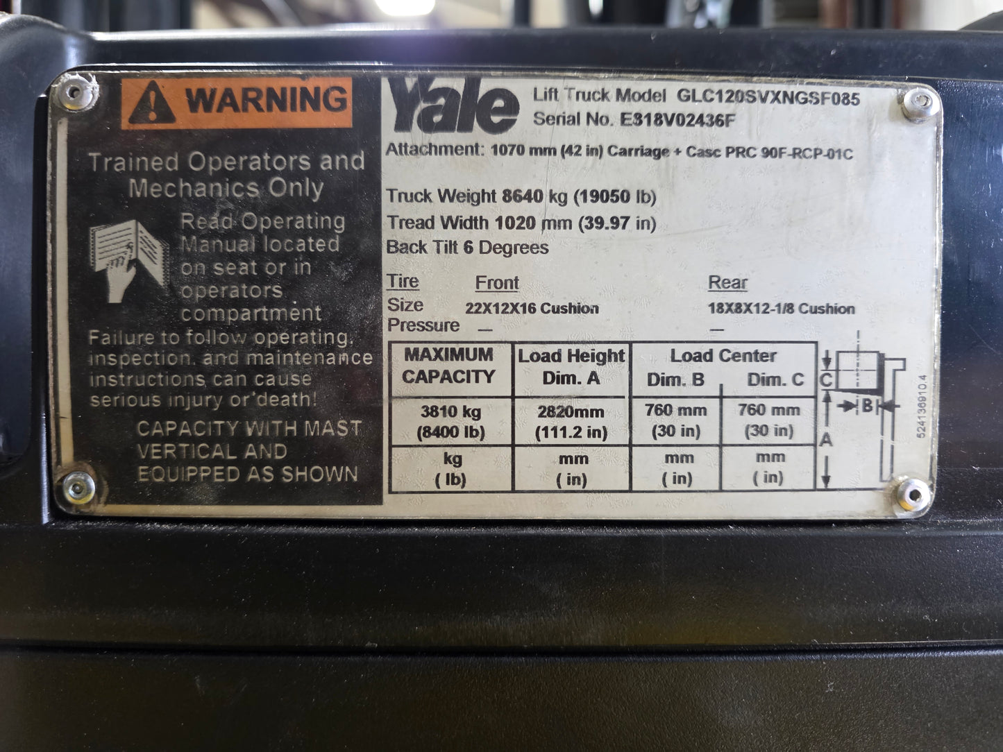 Yale 12,000 Capacity LPG Cushion